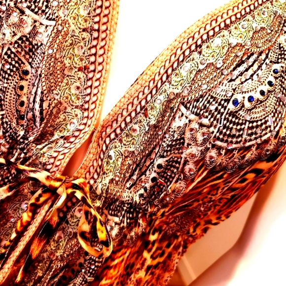 *LAST ONE***MANISH VAID- Silk Leopard Hi-Lo CRY.Emb. Dress-NWT - Picture 9 of 12